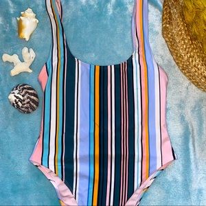 Forever 21 High-leg Candy Stripe One-piece